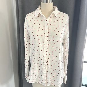 NWT Lucky Brand Valentine’s Day Heart Botton Down Shirt